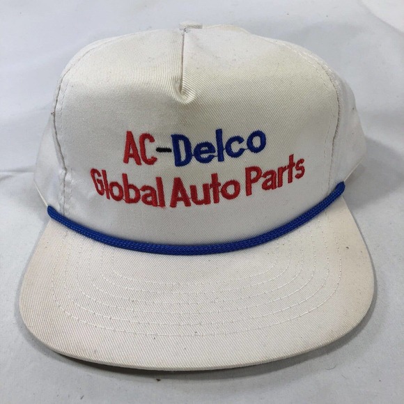 VINTAGE AC-DELCO GLOBAL AUTO PARTS HAT CAP ADJUSTABLE ONE SIZE FITS MOST ROPE - Picture 1 of 12